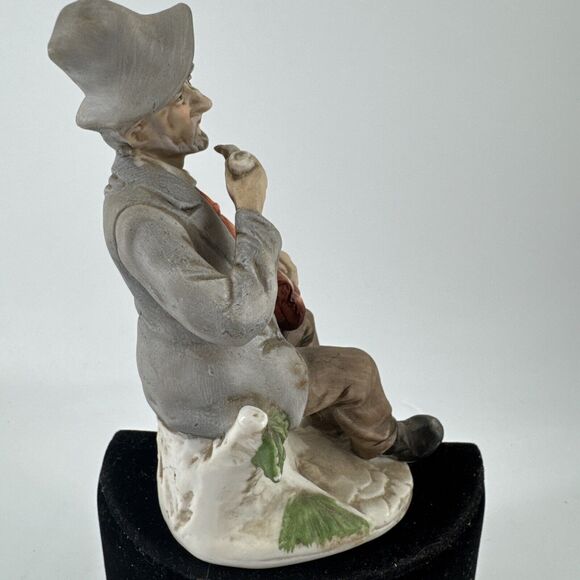 Porcelain Figurine Old Man Smoking Pipe Tobacco 5.5” T 1980s Figurine - Picture 6 of 10